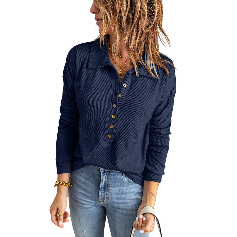 Women's Long-Sleeve Blouse with Button-Down Collar