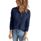 Women's Long-Sleeve Blouse with Button-Down Collar