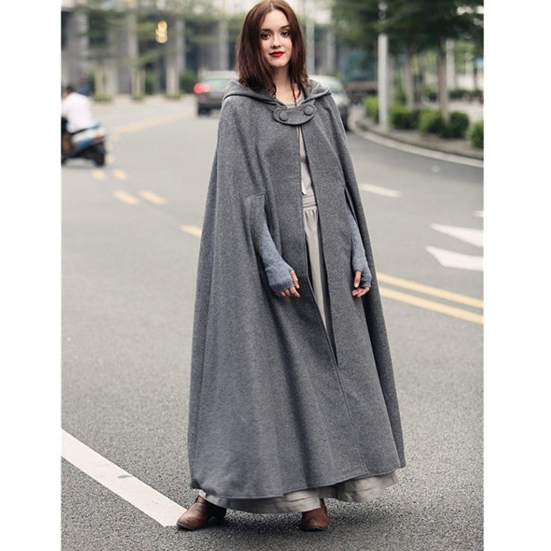 Women's Elegant Hooded Cape with Adjustable Closure