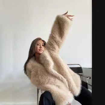 Women's Boucle Faux Fur Jacket
