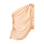 Women's Asymmetrical Satin Top with Draped Hem