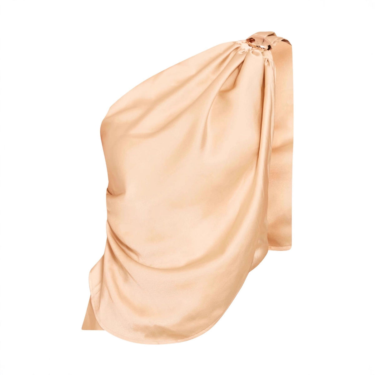 Women's Asymmetrical Satin Top with Draped Hem