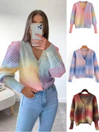 Women's Gradient Knit Cardigan with Original Ribbed Design