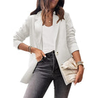 Women's Elegant Blazer with Unique Cut and Subtle Button Details