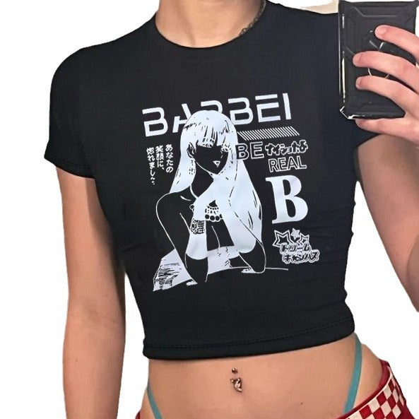Women's Crop T-Shirt with Creative Skeleton Design and Inspiring Lettering