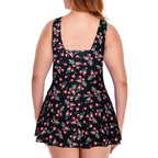 Women's Ruffled Swimsuit with Cherry Print