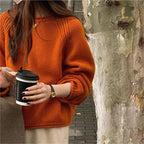 Women's Cozy Oversized Pullover in High-Quality Cotton with Ribbed Details