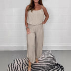 Women's Airy Jumpsuit with Wide Cut and Adjustable Straps