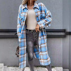 Women's Plaid Shirt Coat in Soft Cotton Blend