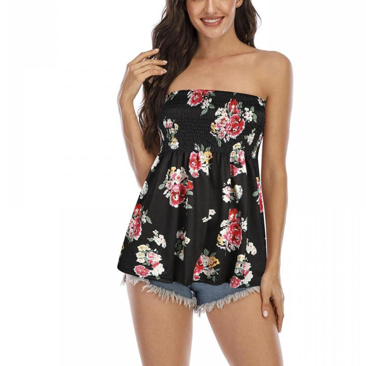 Women's Bustier Top with Floral Design