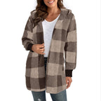 Women's Long Plaid Coat in Soft Material