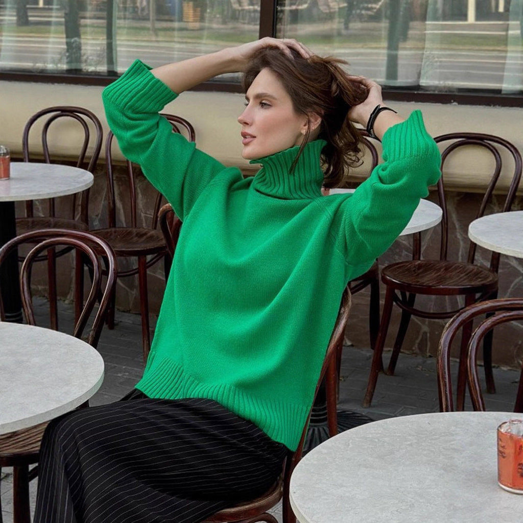 Women's Fine Knit High-Neck Pullover