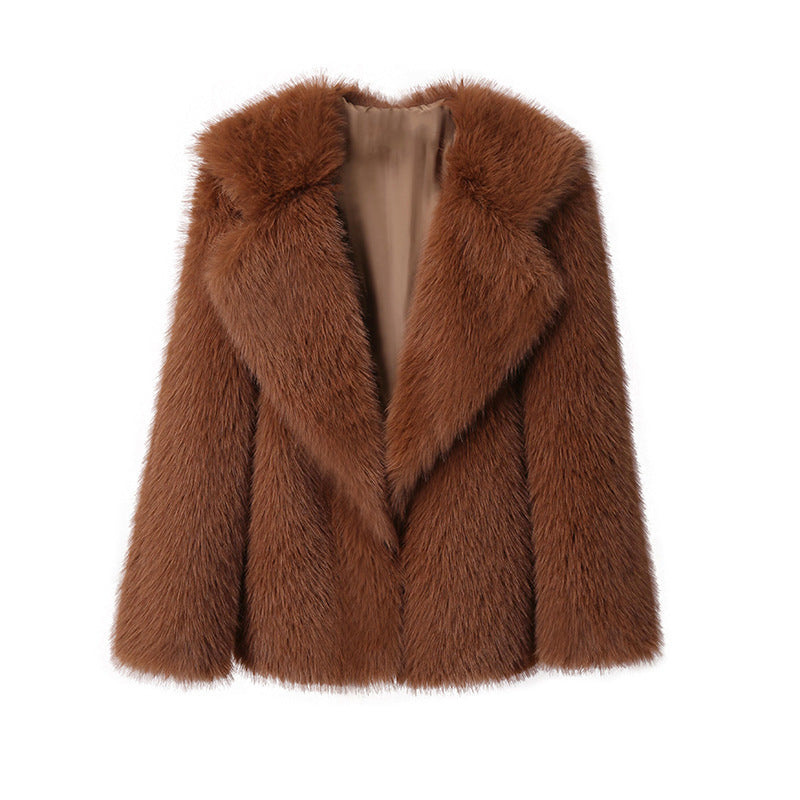 Women's Elegant Faux Fur Blazer with Stylish Collar