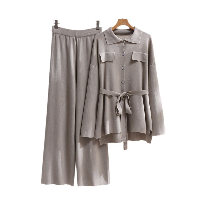Women's Comfortable Two-Piece Set with Tie Detail and Casual Fit