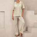 Elegant Knit Suit with Diamond Pattern