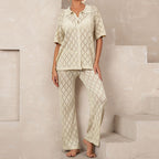 Elegant Knit Suit with Diamond Pattern