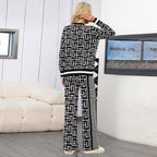 Graphic Print Knit Loungewear Set