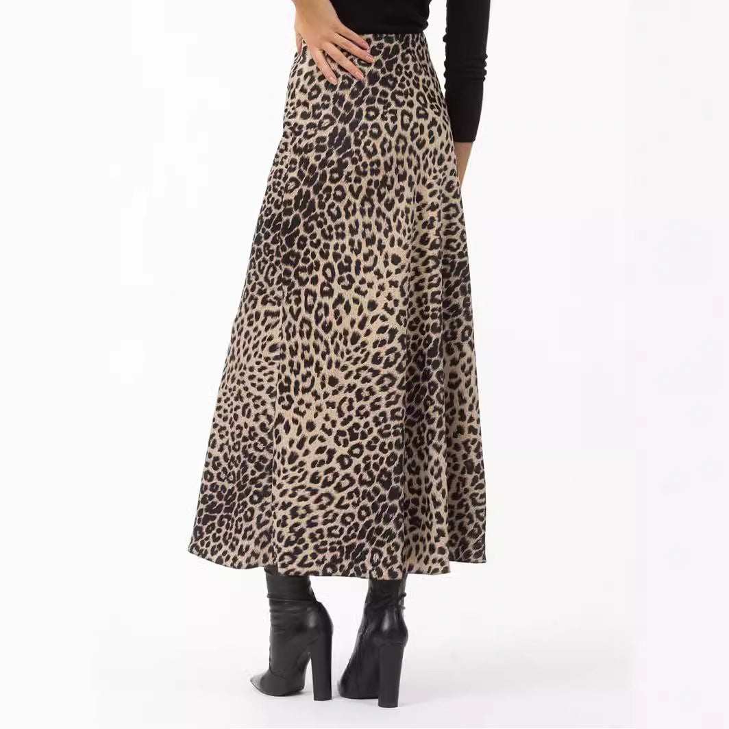 Women's Leopard Print Maxi Skirt