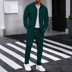 Men's Waffle Structure Shirt Jacket and Relax Pants Set