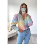 Women's Gradient Knit Cardigan with Original Ribbed Design