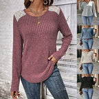 Women's Casual Sweater with Elegant Lace Detail