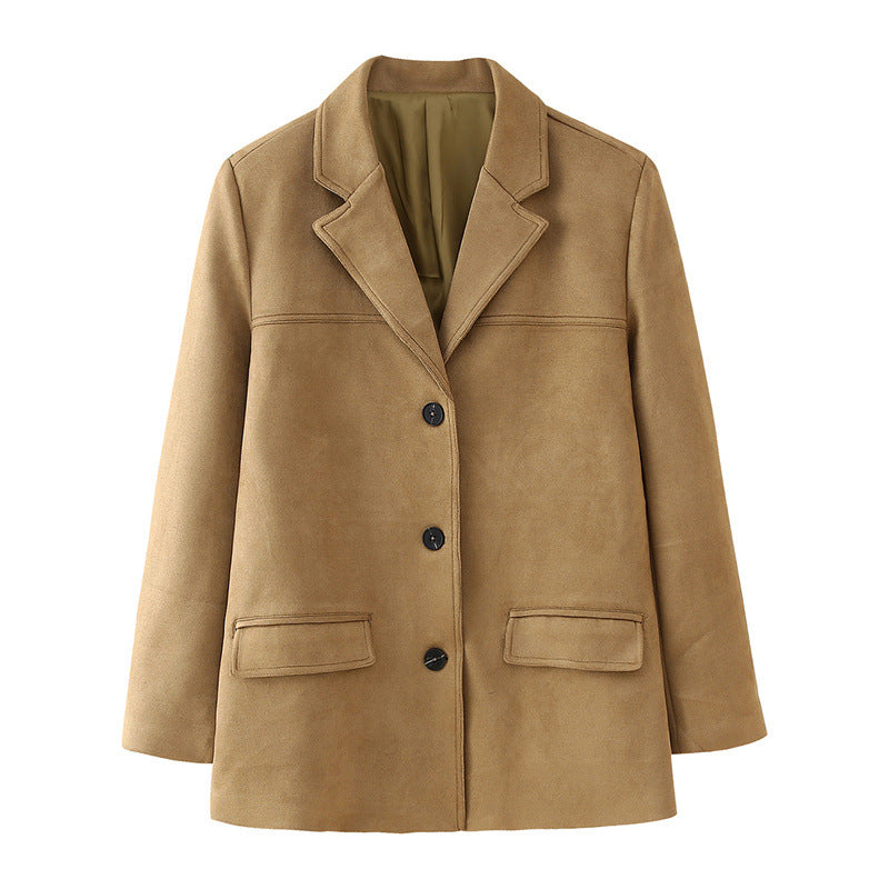 Women's Elegant Suede Blazer Jacket