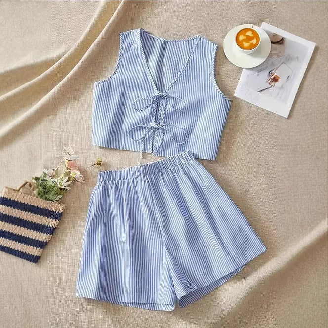 Women's Lounge-Wear Set with Ruching and Back Lacing