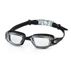 Swim goggles with adjustable head strap and anti-fog technology