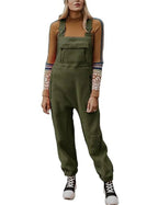 Women's Fluffy Overall with Adjustable Straps and Pockets