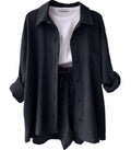 Women's Casual Short Oversized Shirt with Pockets