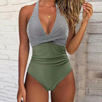 Women's Swimsuit with Refined Wrap Design and Floral Pattern