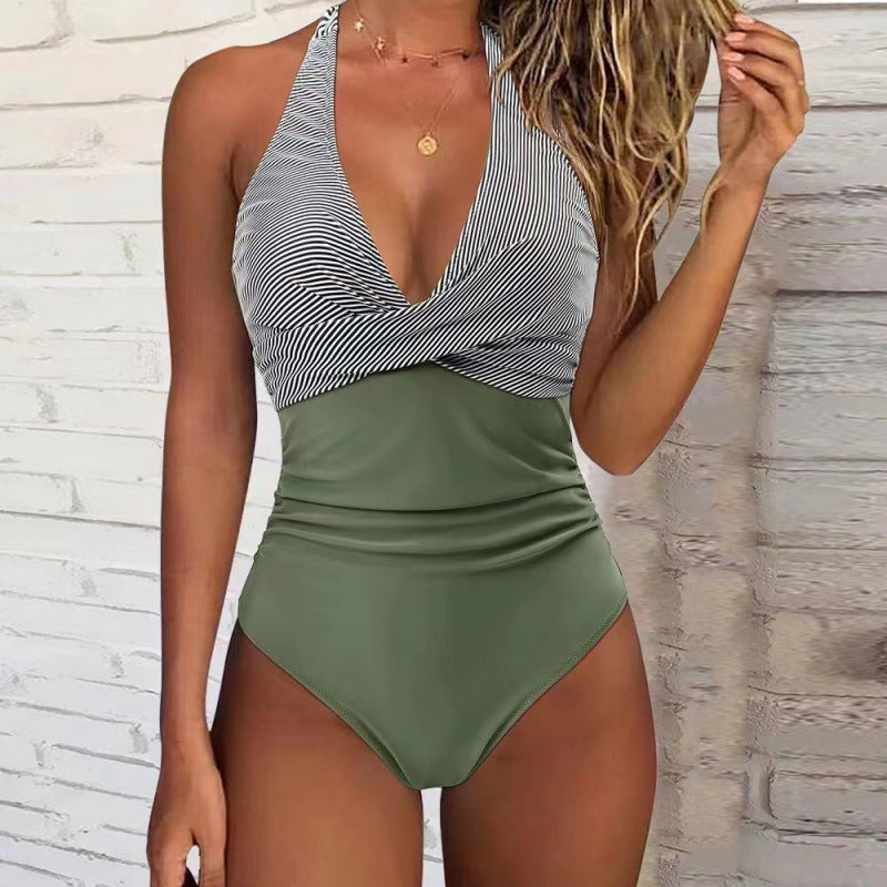 Women's Swimsuit with Refined Wrap Design and Floral Pattern