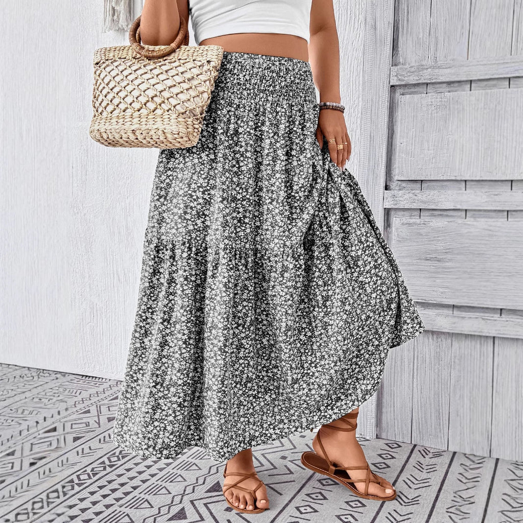 Women's Maxi Skirt with Flowing Cut and Floral Design