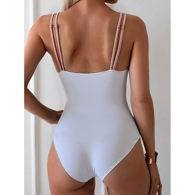 Women's Swim Set with Decorative Star Motifs and High Leg Cut