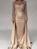 Women's Evening Dress with Sequined Bodice and Satin Skirt