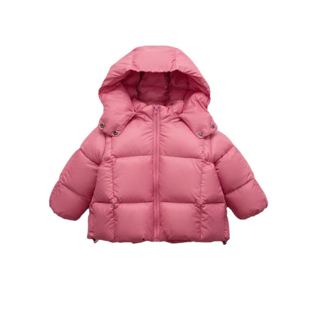 Women's Modern Down Jacket with Detachable Hood and Elastic Cuffs
