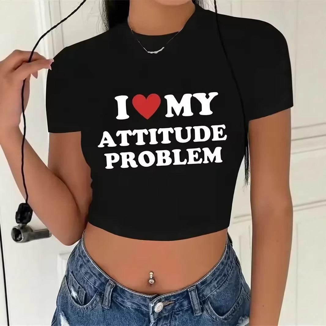 Women's Crop T-Shirt with Creative Lettering