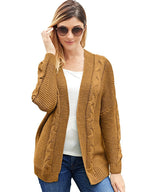 Women's Chunky Knit Cardigan with Creative Cable Patterns and Casual Fit