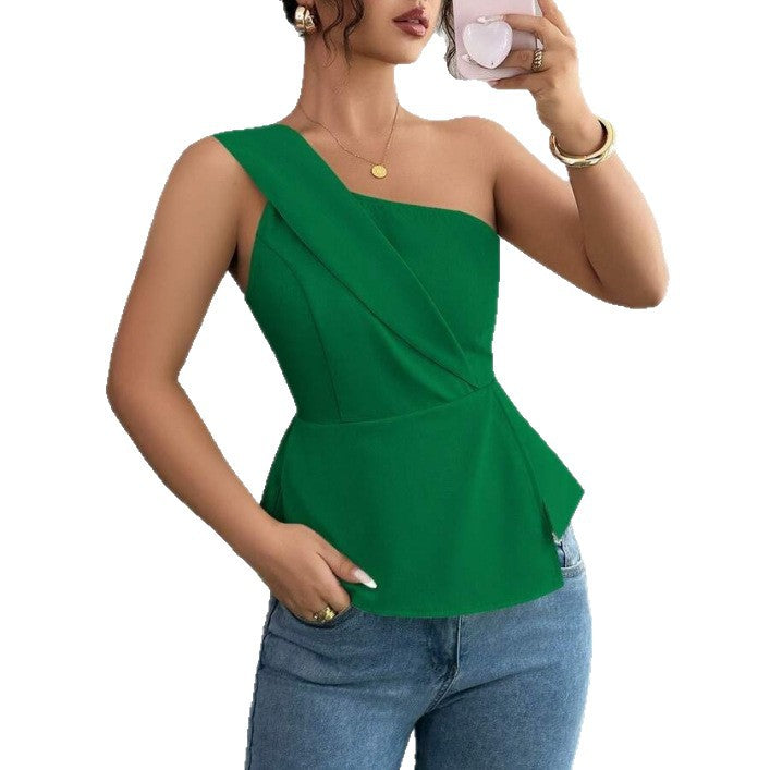 Asymmetric Draped Peplum Top