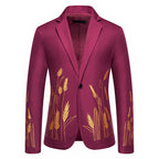 Elegant Blazer with Artistic Plant Pattern and Fine Texture