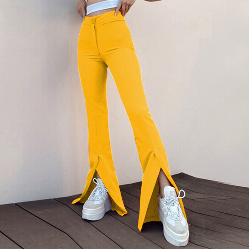 Women's Flared Leggings with Side Slit