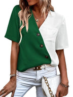 Women's Blouse with Modern Cut and Contrasting Colors