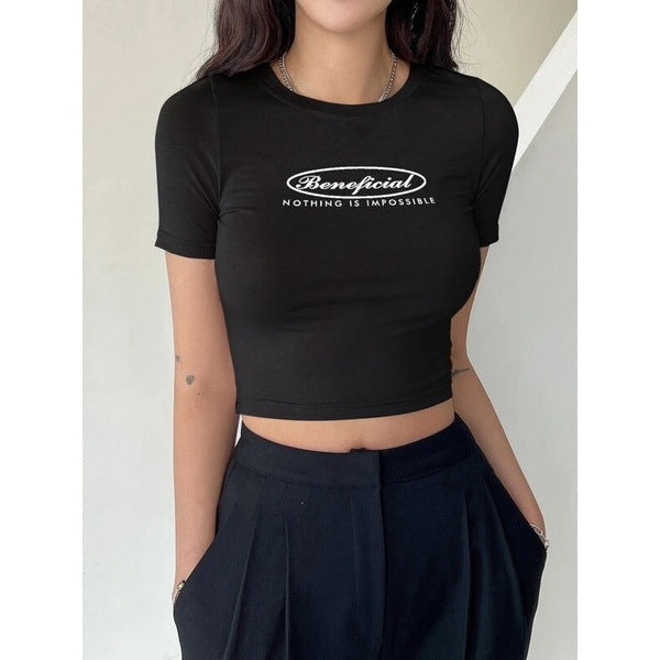 Women's Creative Slogan Crop T-Shirt