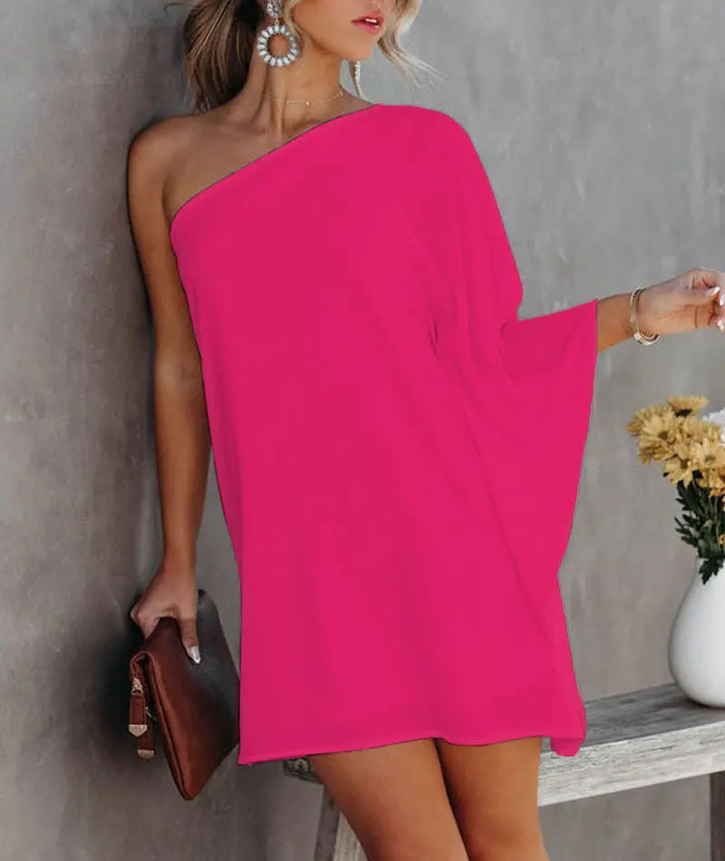 Women's Asymmetrical Mini Dress with Graphic Print