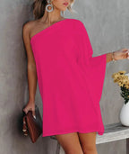 Women's Asymmetrical Mini Dress with Graphic Print