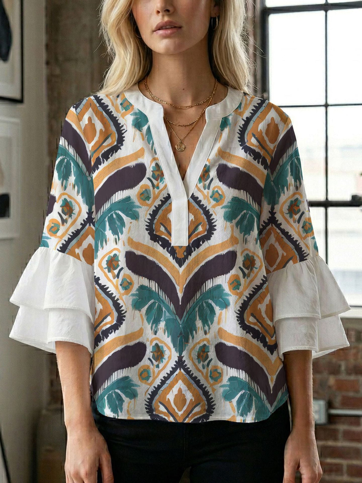 Women's Blouse with Beautiful Floral Design