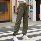 Women's Cargo Pants with Elastic Waist and Practical Pockets