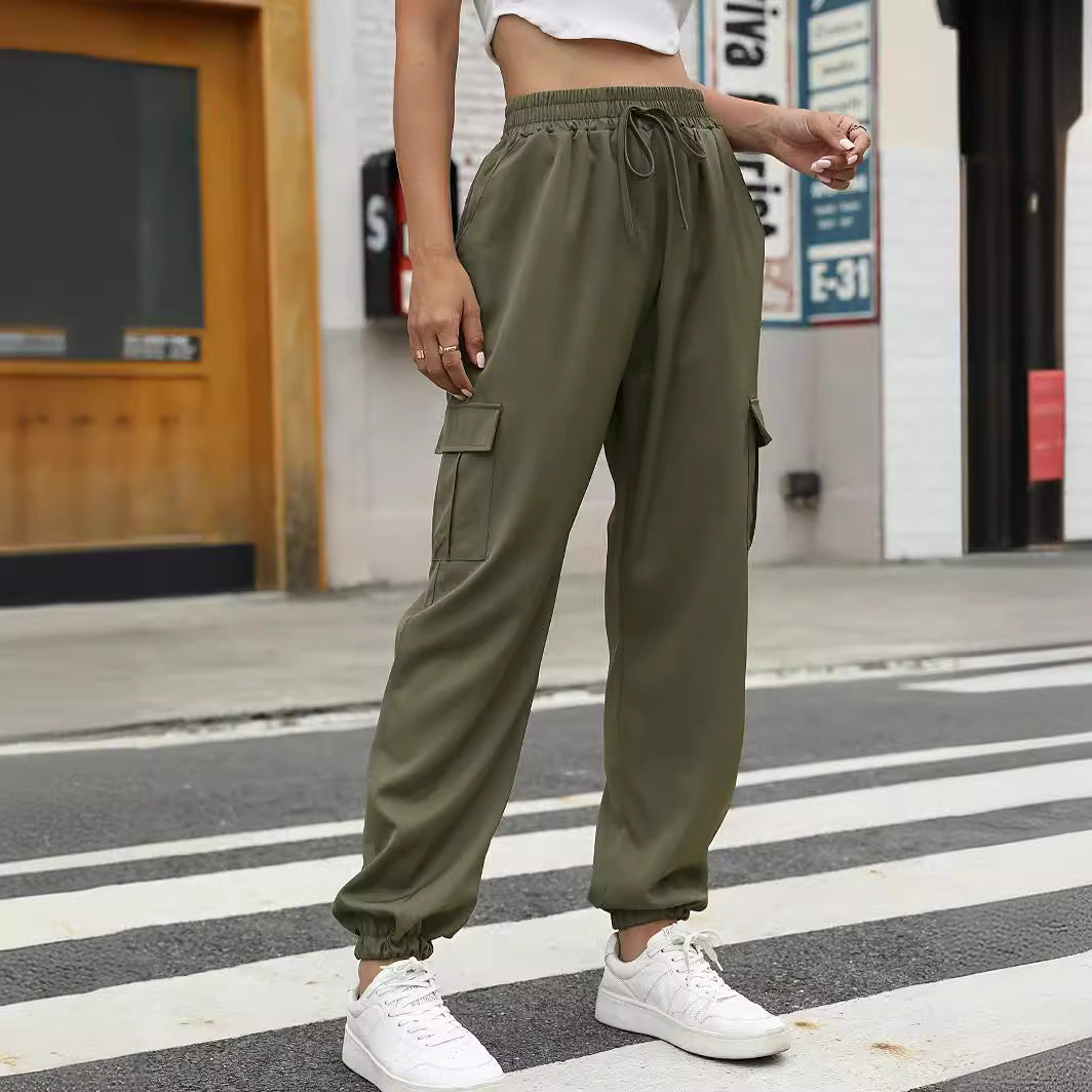 Women's Cargo Pants with Elastic Waist and Practical Pockets