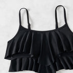 Women's Swim Top with Ruffles and High-Waisted Bikini Bottoms