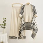 Elegant Knit Set with Mock Neck Top and Wide-Leg Pants